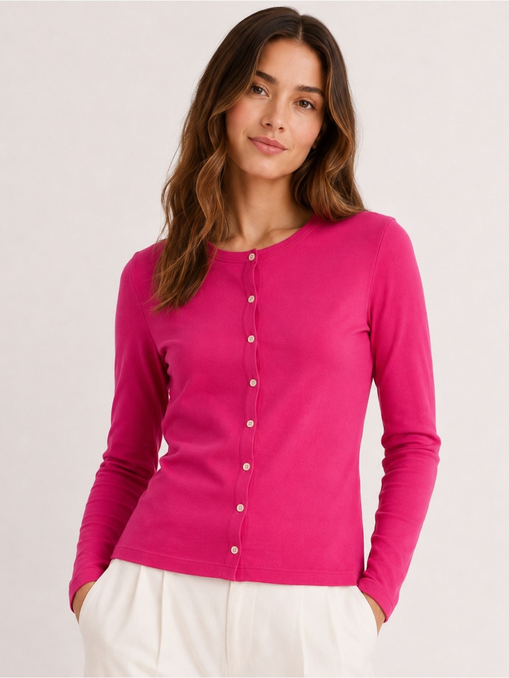 Ralph Lauren Women’s Pink Button Front Cardigan Top Size L Preppy Y2K